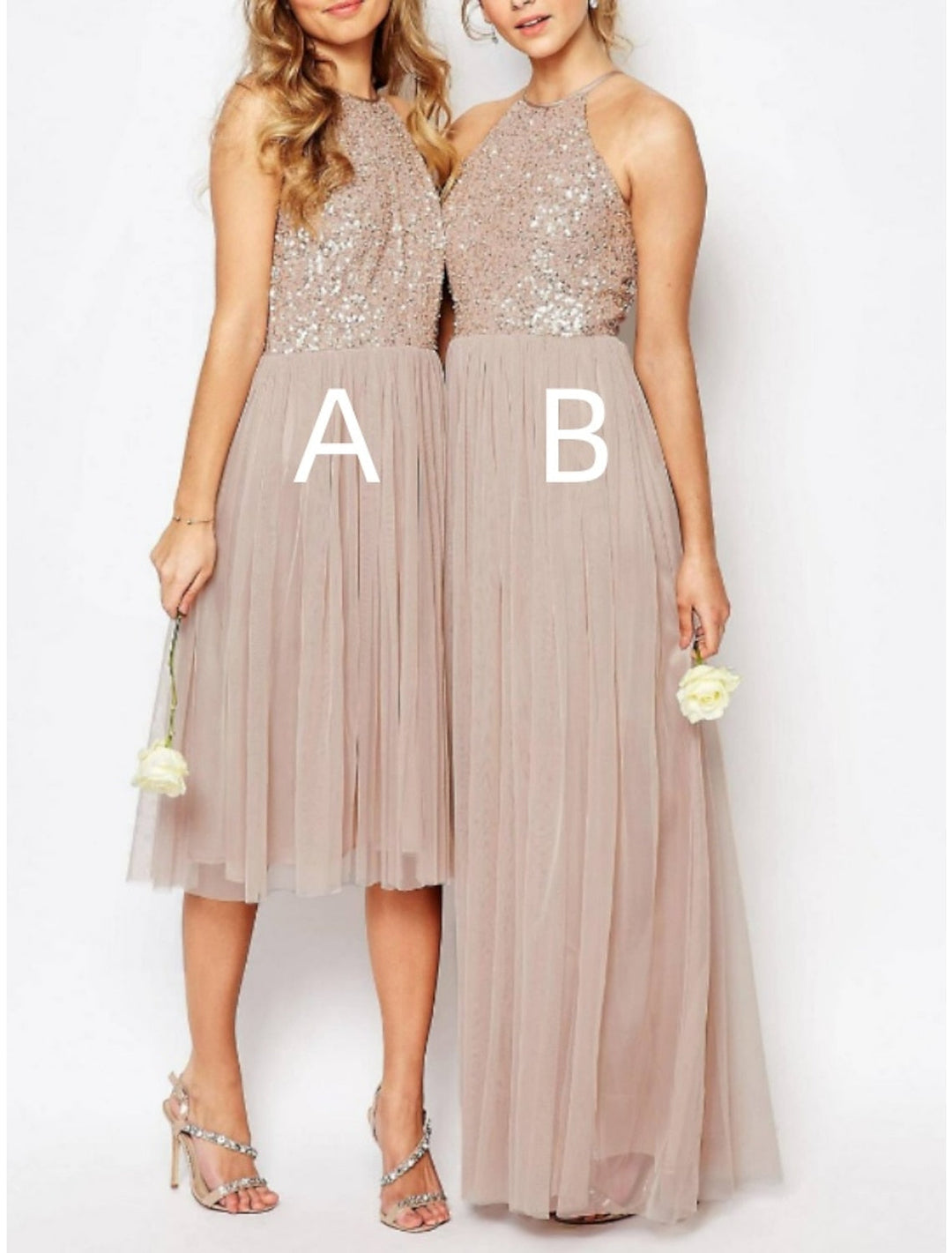 A-Line/Princess Halter Floor-length Long Bridesmaid Dresses