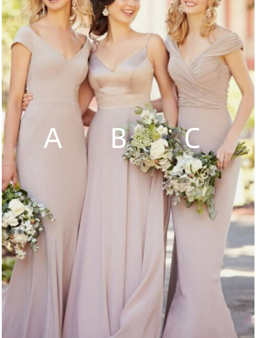 A-Line/Princess Spaghetti Straps Floor-length Long Bridesmaid Dresses With Ruffles