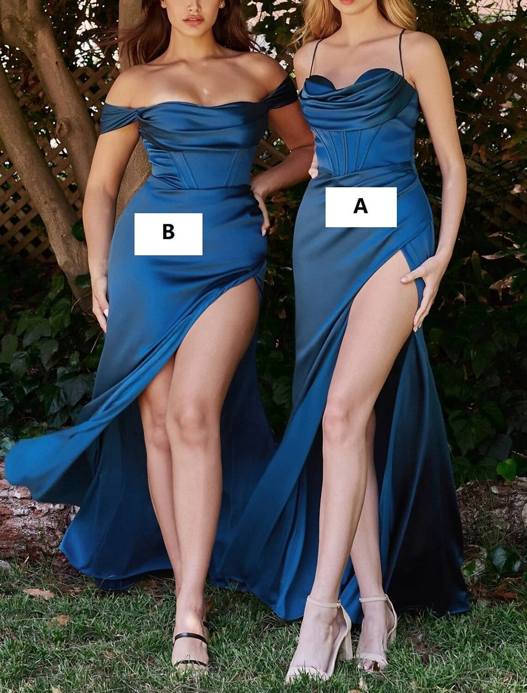 Sheath/Column Off-the-Shoulder Floor-length Long Bridesmaid Dresses With Split Side