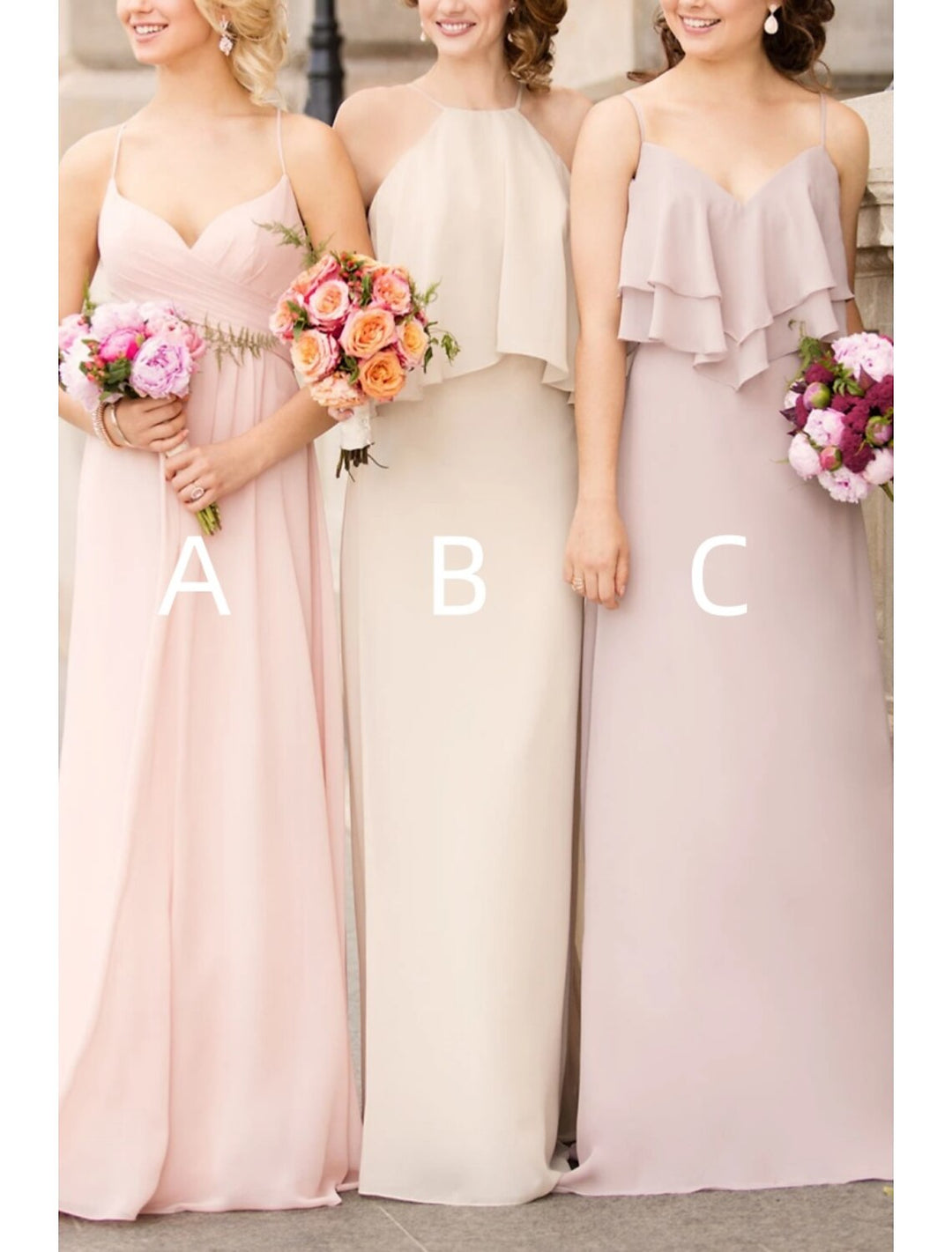 A-Line/Princess Spaghetti Straps Floor-length Long Bridesmaid Dresses