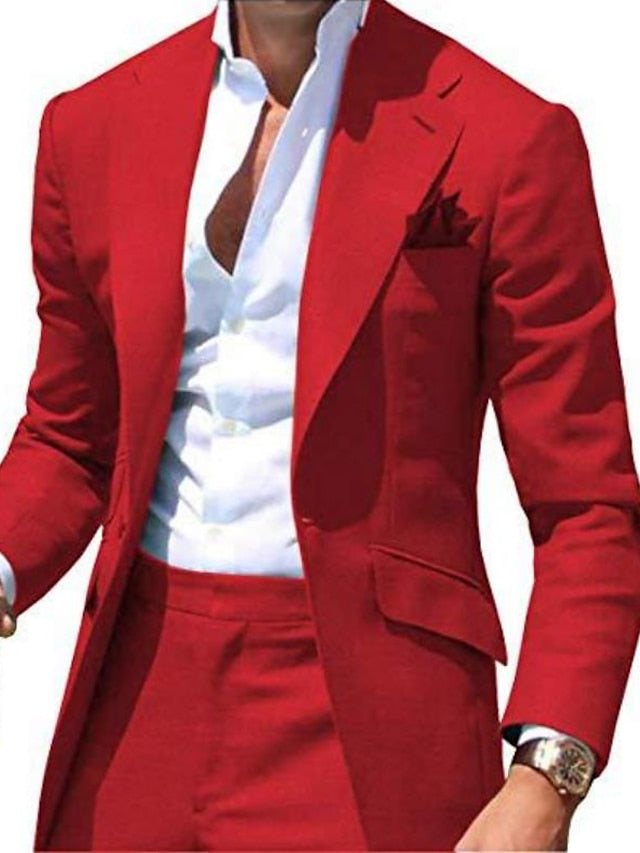 Men's Tailored Fit Single Breasted One-button 2 Pieces Wedding Suits