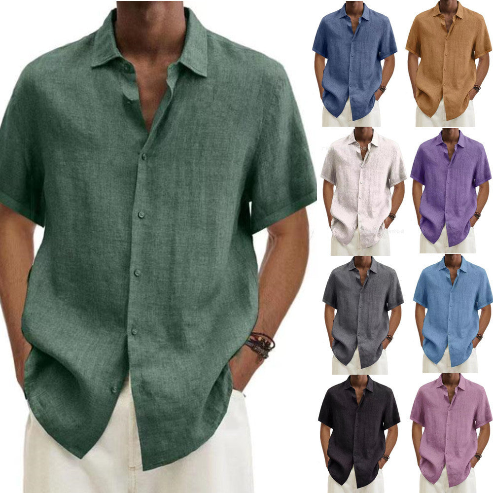 Men's Cotton Linen Solid Colour Shirt