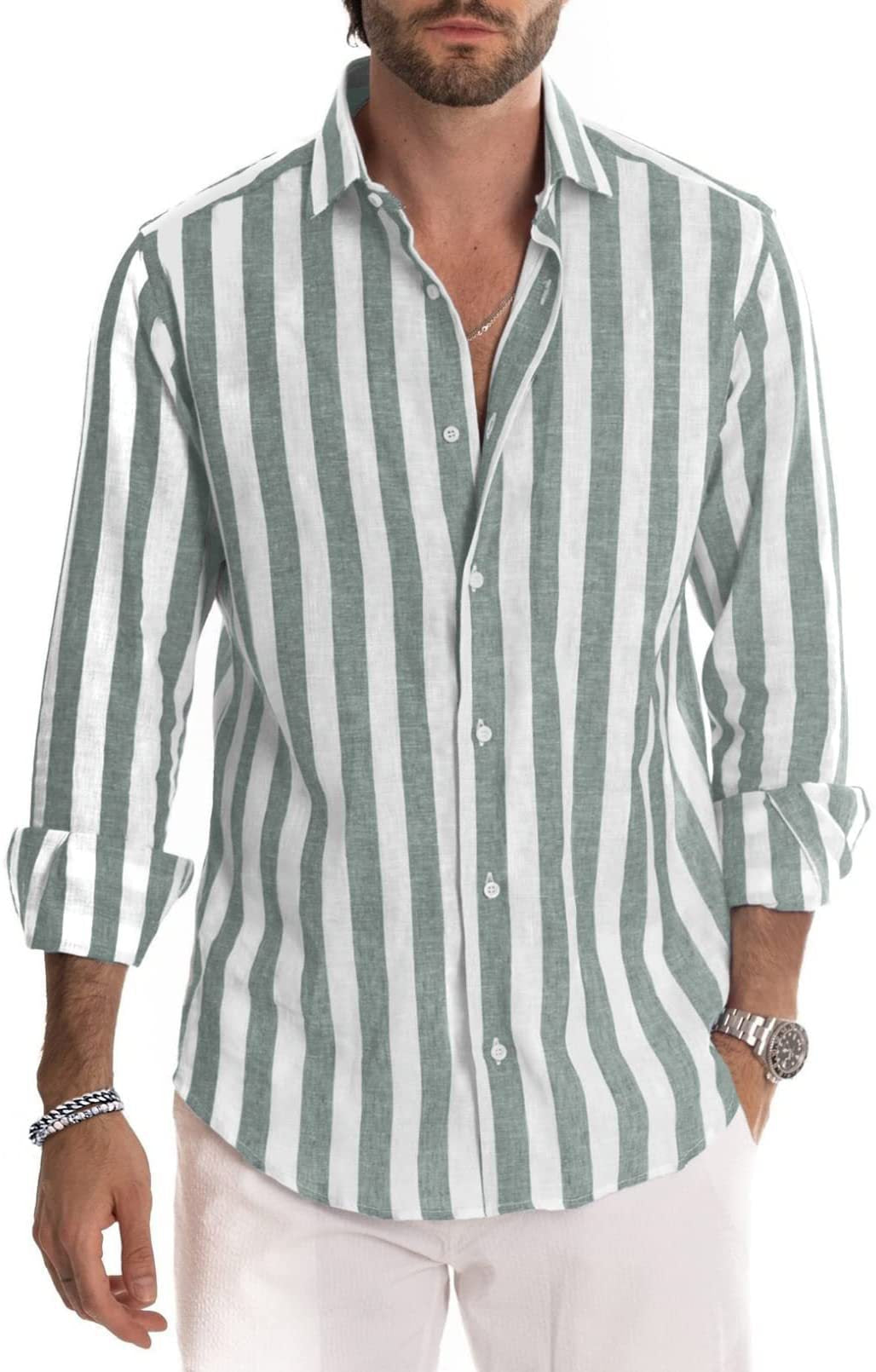 Men's Classic Long Sleeves Lapel Stripe Shirt