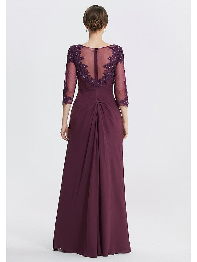 A-Line/Princess Jewel Neck Floor-Length Mother of the Bride Dresses