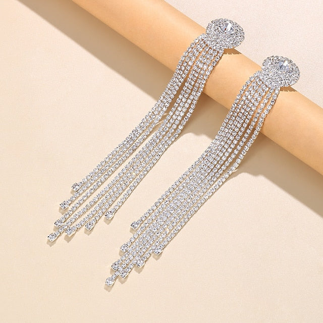 Wedding Party Hoop Earrings Tassel Fringe