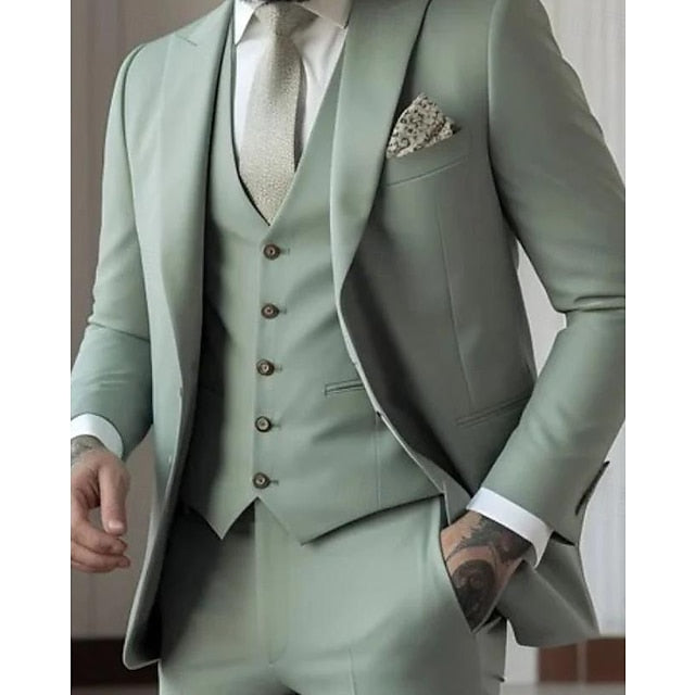 Men's Tailored Fit Single Breasted One-button 3 Pieces Wedding Suits