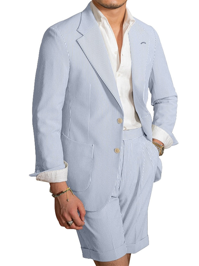 Men's Fashion Daily Single Breasted Two-buttons 2 Pieces Beach Suits