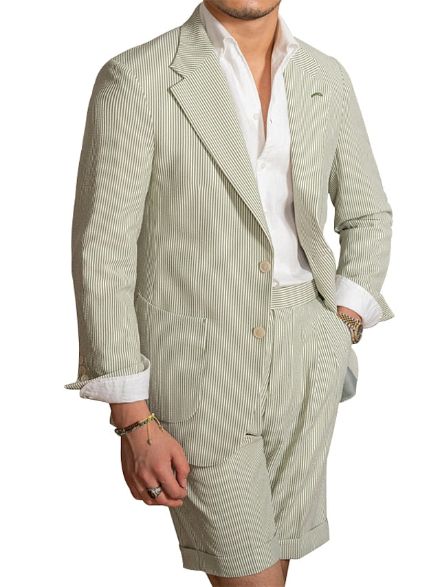 Men's Fashion Daily Single Breasted Two-buttons 2 Pieces Beach Suits