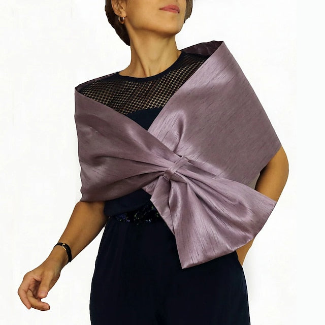 Women‘s Wedding Guest Wrap Pure Elegant Sleeveless Taffeta Wedding Wraps With Pure Colour